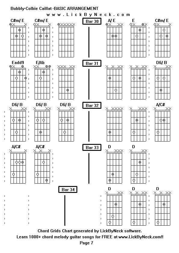 Chord Grids Chart of chord melody fingerstyle guitar song-Bubbly-Colbie Caillat -BASIC ARRANGEMENT,generated by LickByNeck software.